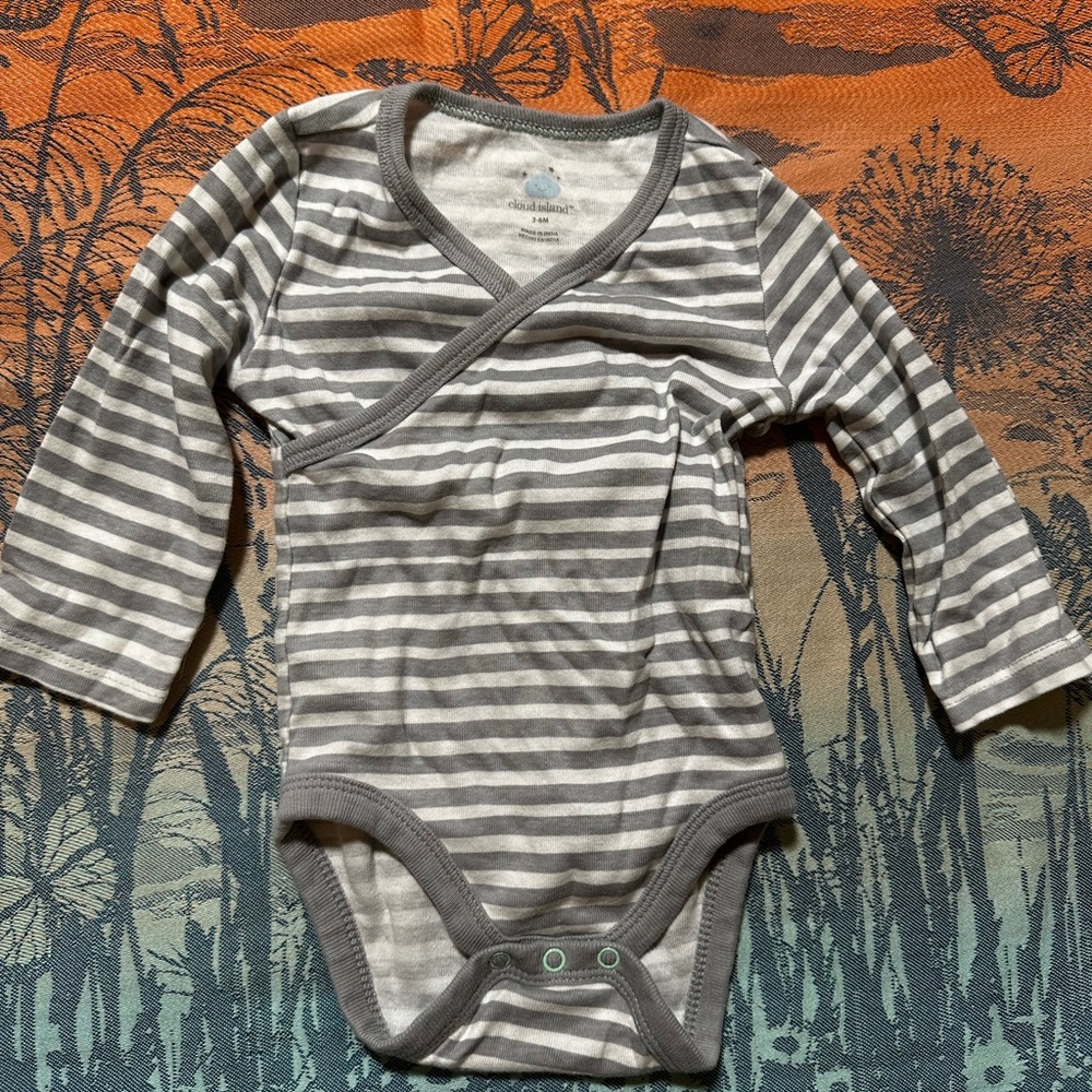Cloud Island Gray Wrap-Style Bodysuit